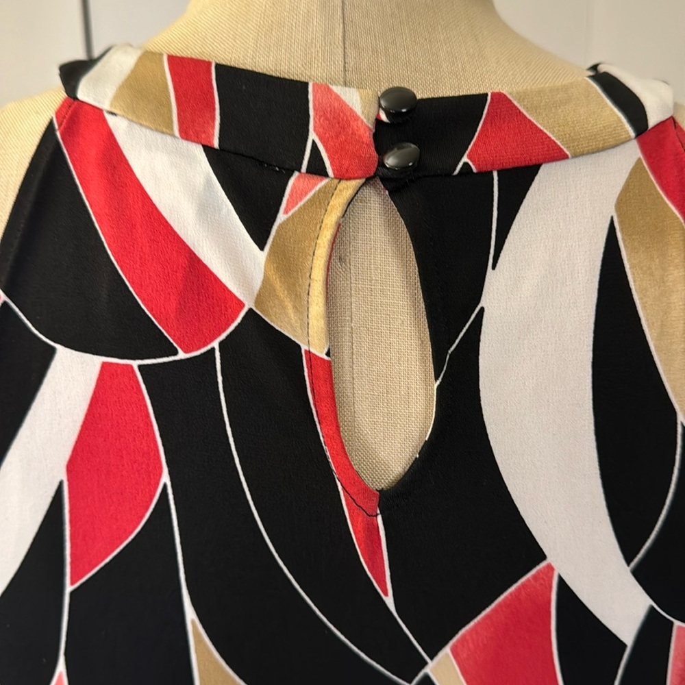 White House Black Market sleeveless color block blouse - Picture 6 of 7